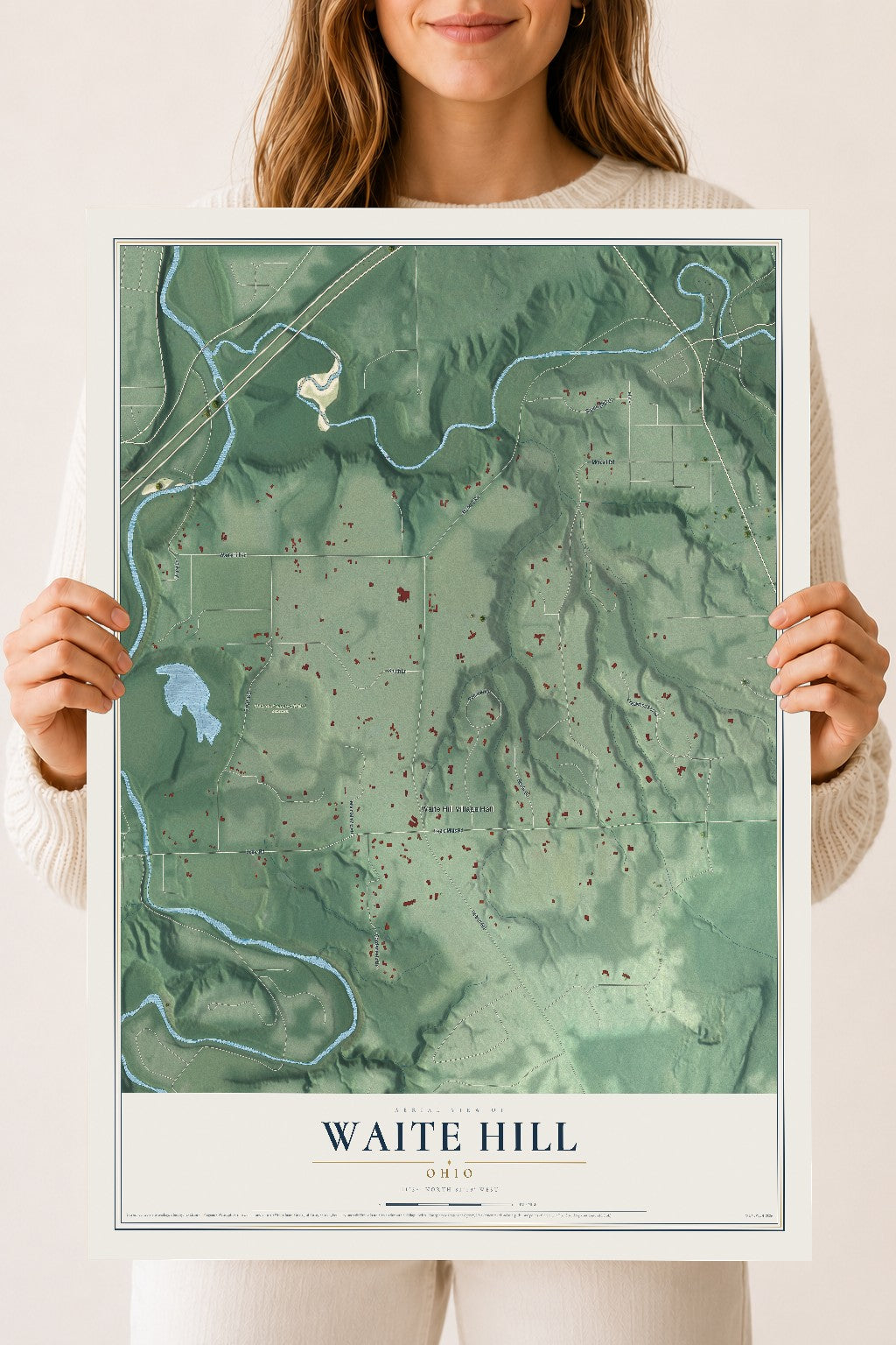 Map of Waite Hill, Ohio, 18 x 24 inch unframed archival matte print