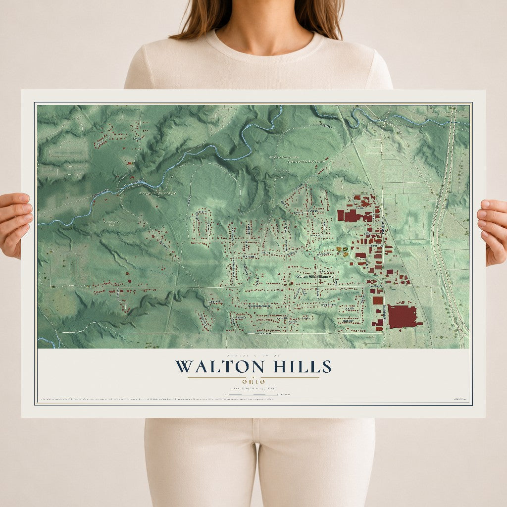 Map of Walton Hills, Ohio, 18 x 24 inch unframed archival matte print