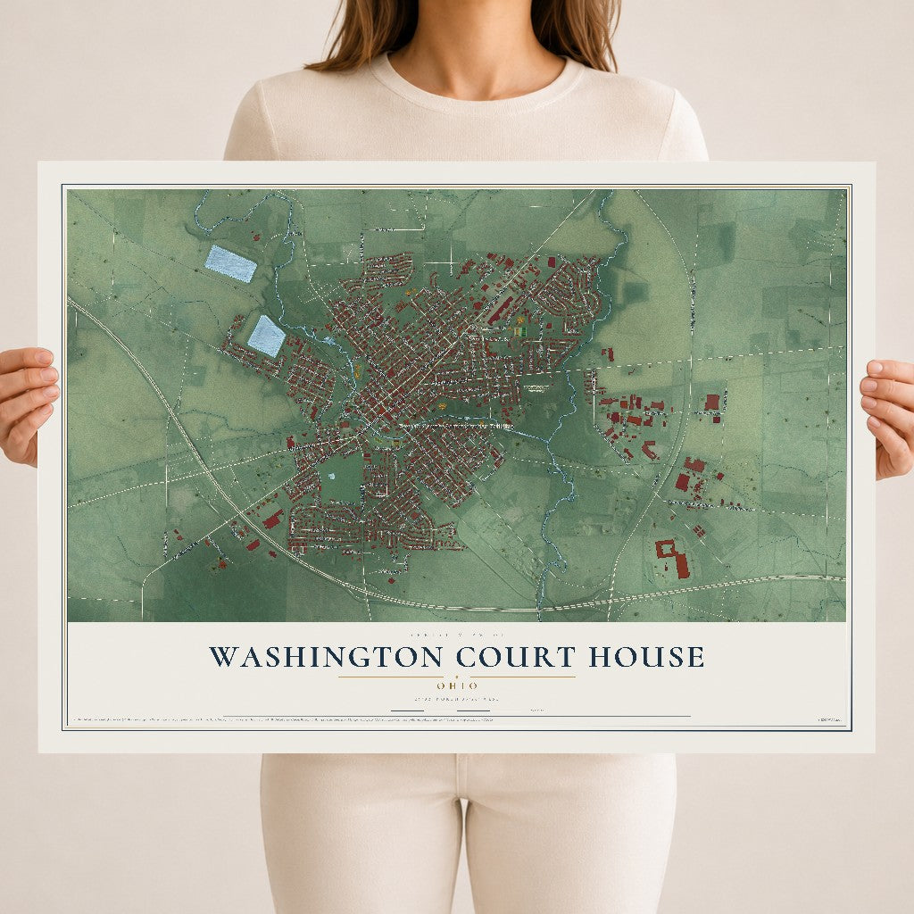 Map of Washington Court House, Ohio, 18 x 24 inch unframed archival matte print