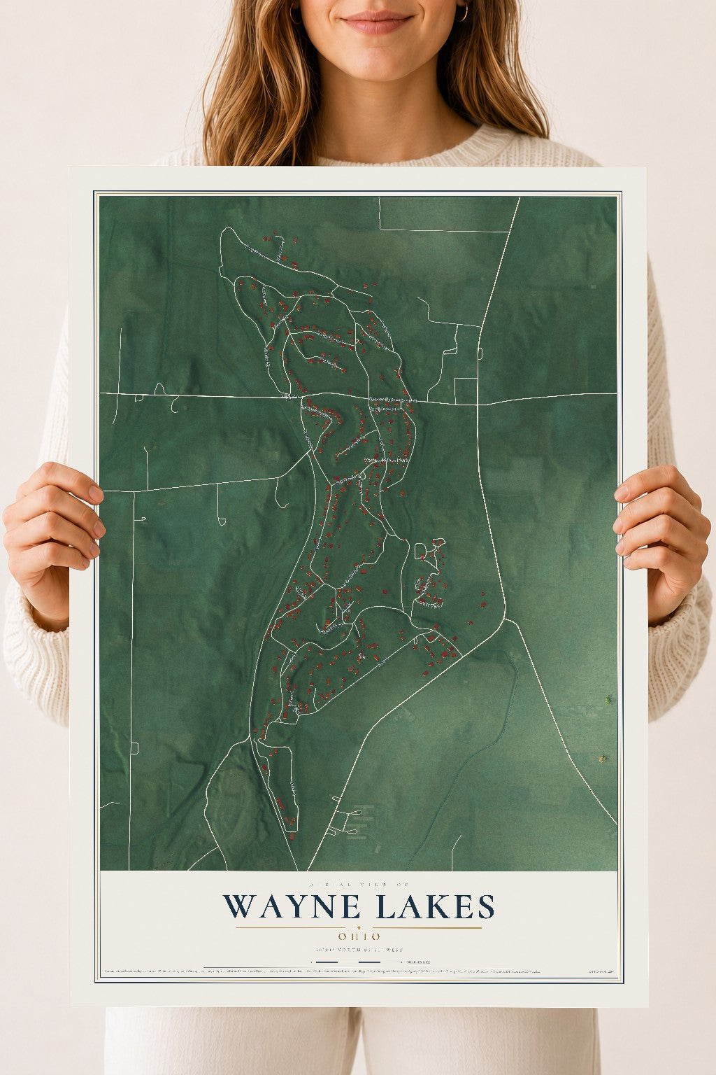 Map of Wayne Lakes, Ohio, 18 x 24 inch unframed archival matte print