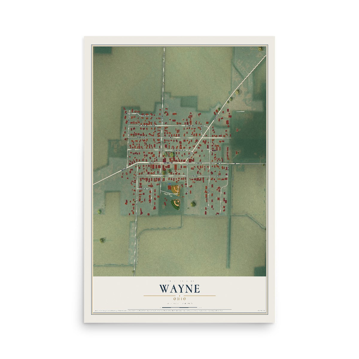 Map of Wayne, Ohio, 12 x 18 inch unframed archival matte print