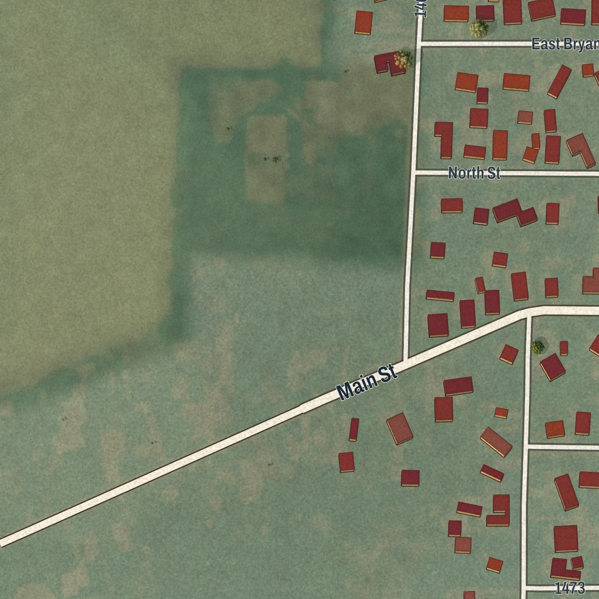 Second close-up of the map of Wayne, Ohio print showing more streets and buildings