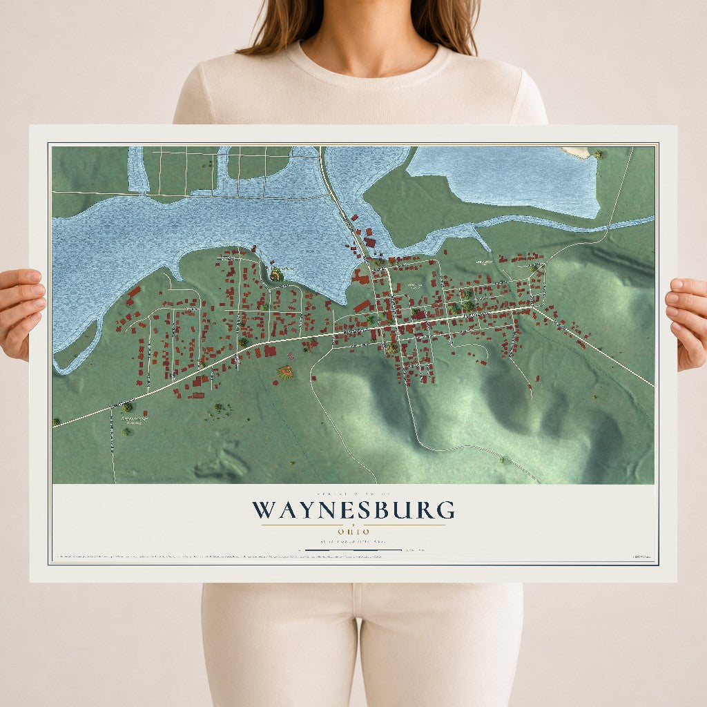 Map of Waynesburg, Ohio, 18 x 24 inch unframed archival matte print