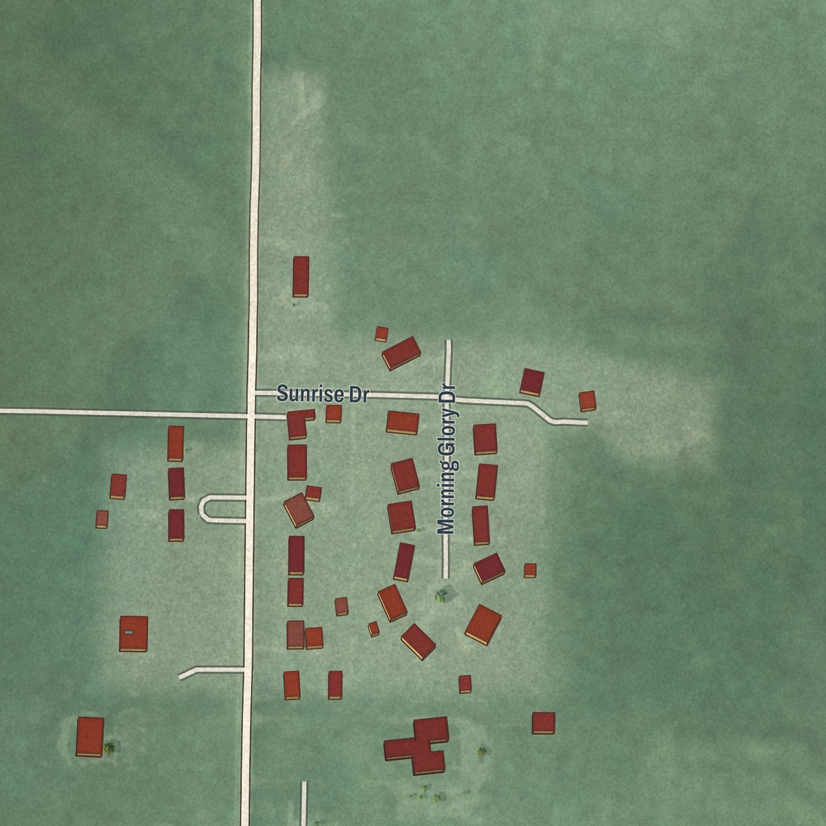Second close-up of the map of Waynesfield, Ohio print showing more streets and buildings