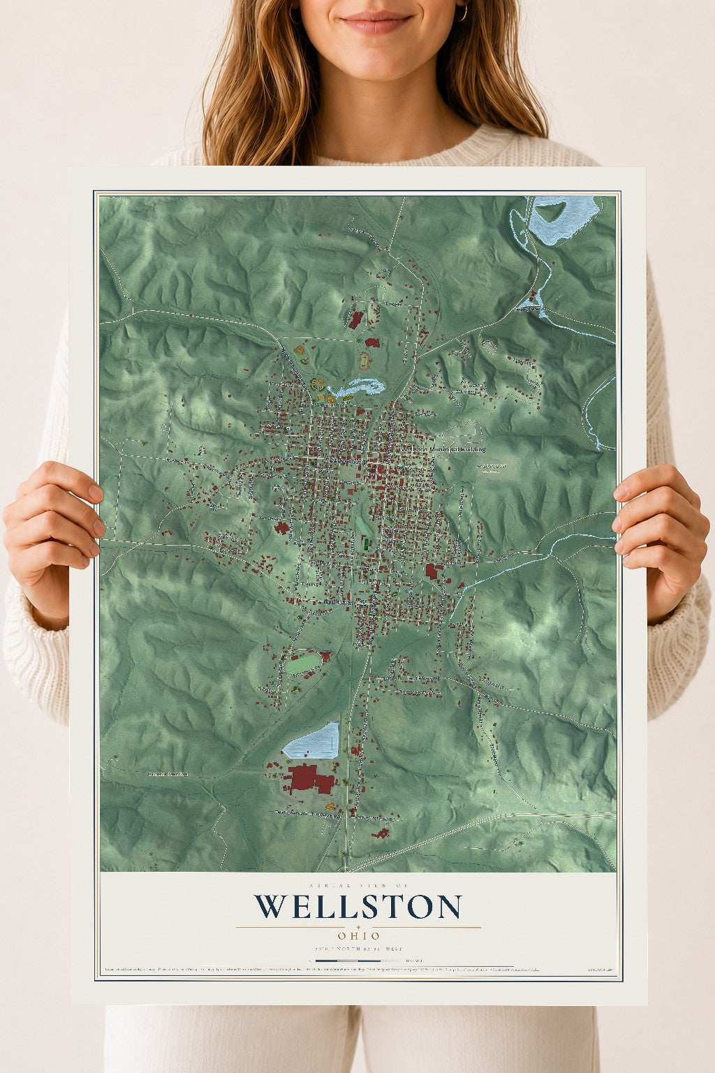 Map of Wellston, Ohio, 18 x 24 inch unframed archival matte print