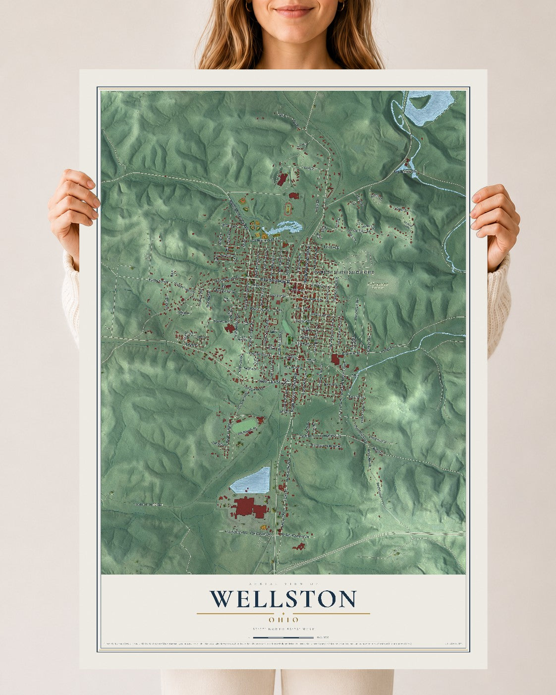 Map of Wellston, Ohio, 24 x 36 inch unframed archival matte print