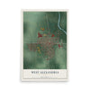Map of West Alexandria, Ohio, 12 x 18 inch unframed archival matte print