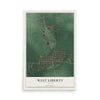 Map of West Liberty, Ohio, 12 x 18 inch unframed archival matte print