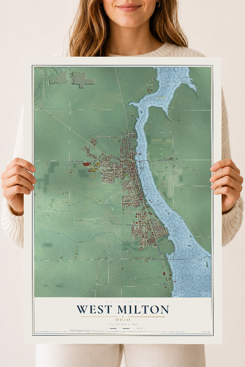 Map of West Milton, Ohio, 18 x 24 inch unframed archival matte print