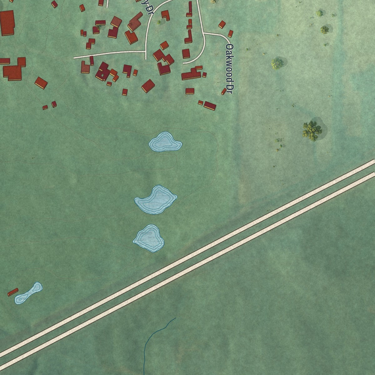 Second close-up of the map of Westfield Center, Ohio print showing more streets and buildings