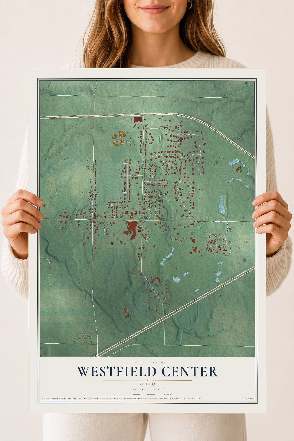 Map of Westfield Center, Ohio, 18 x 24 inch unframed archival matte print