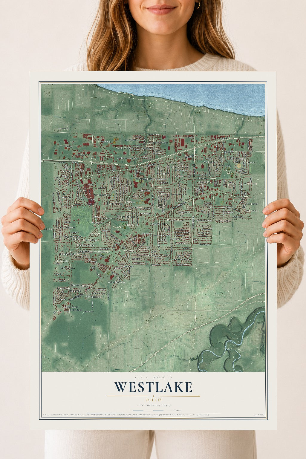Map of Westlake, Ohio, 18 x 24 inch unframed archival matte print