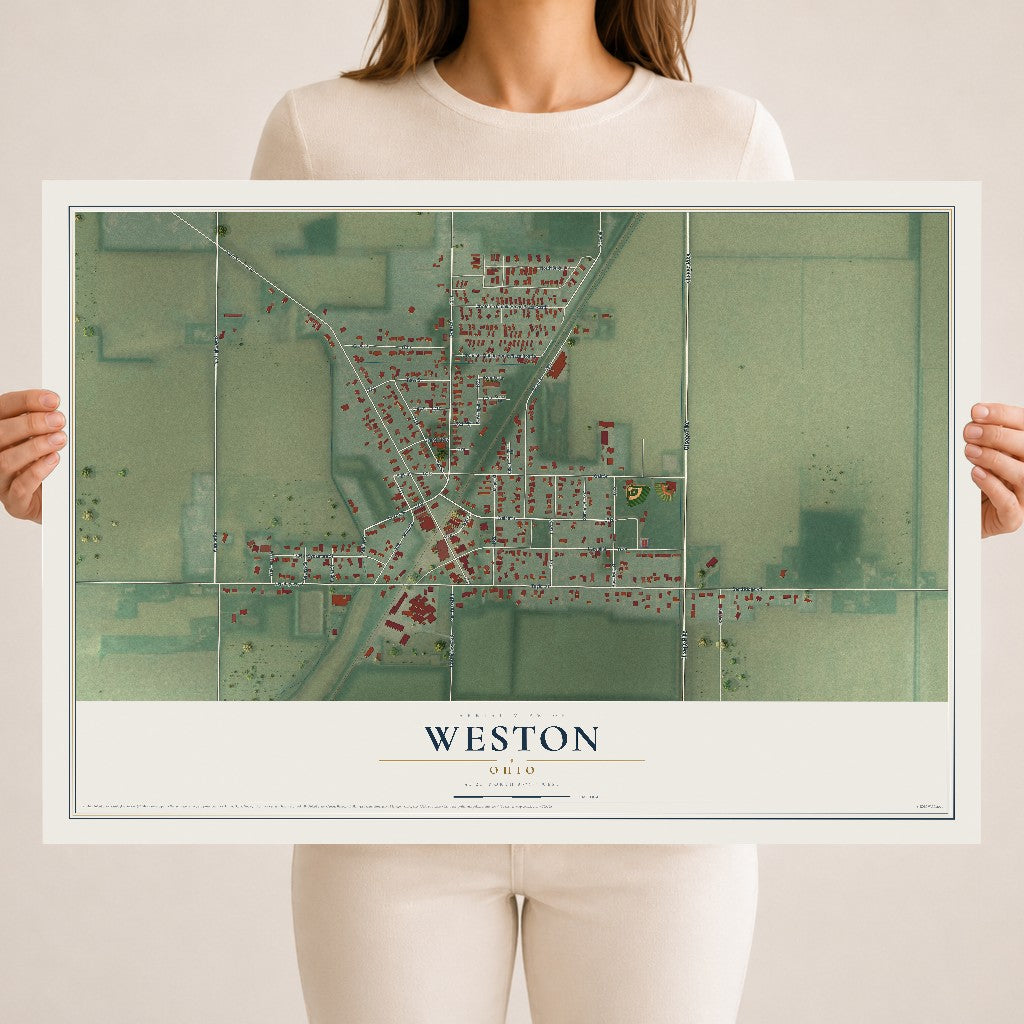 Map of Weston, Ohio, 18 x 24 inch unframed archival matte print