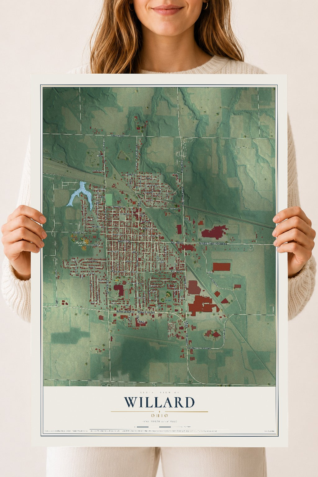 Map of Willard, Ohio, 18 x 24 inch unframed archival matte print