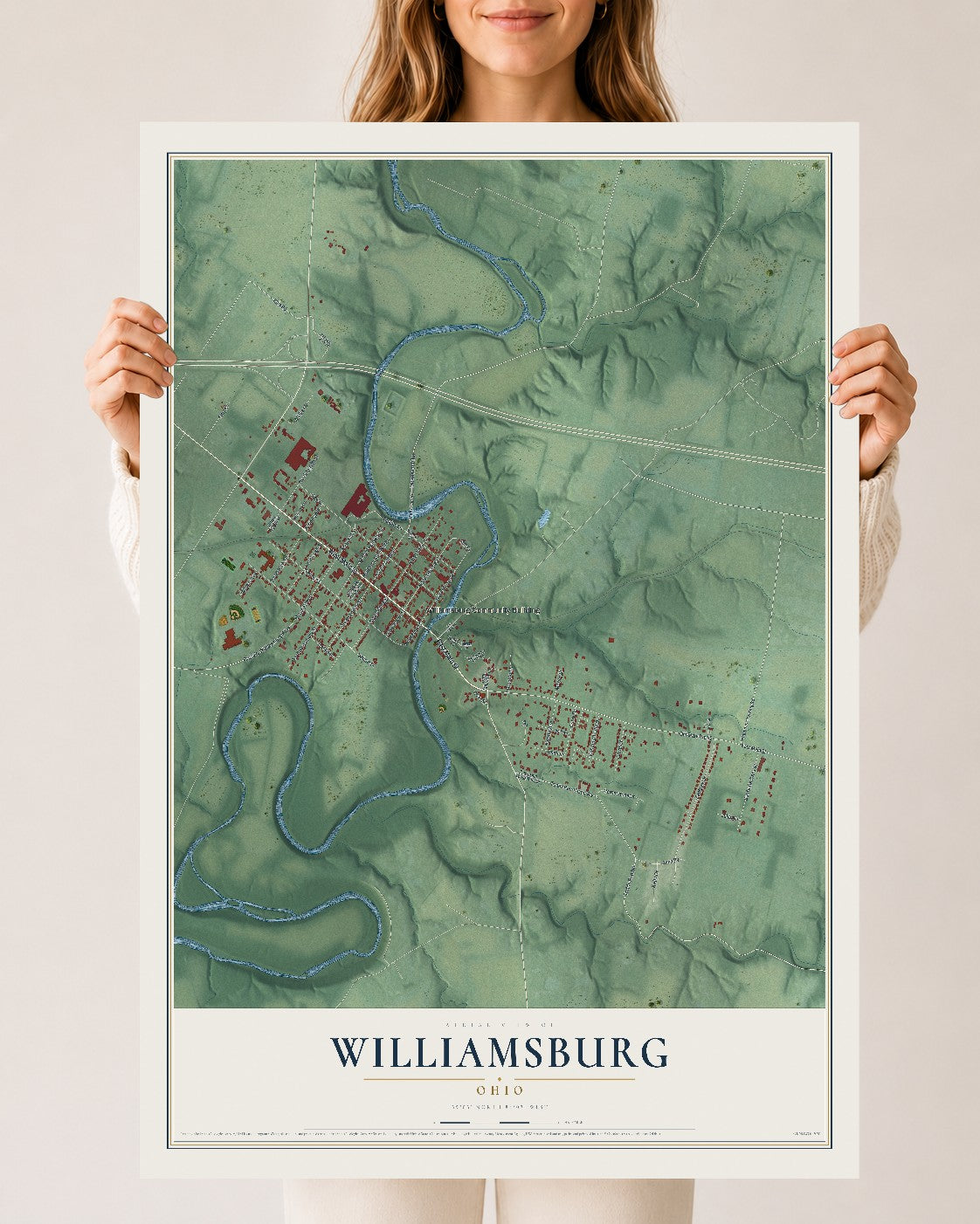 Map of Williamsburg, Ohio, 24 x 36 inch unframed archival matte print