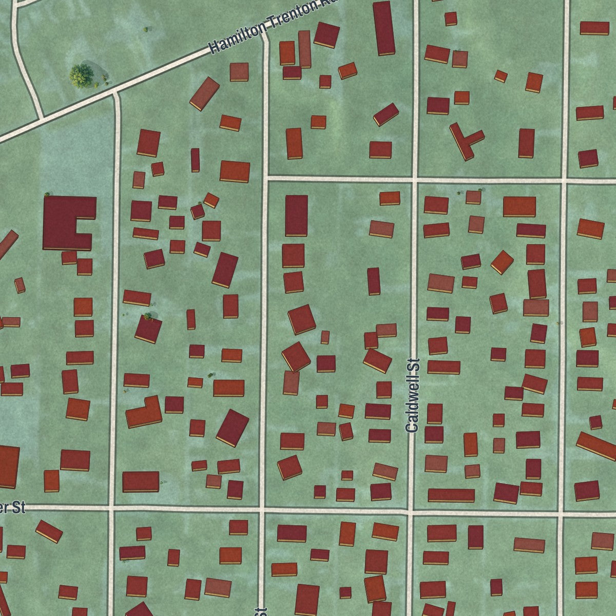 Close-up of the map of Williamsdale, Ohio print showing street and building detail