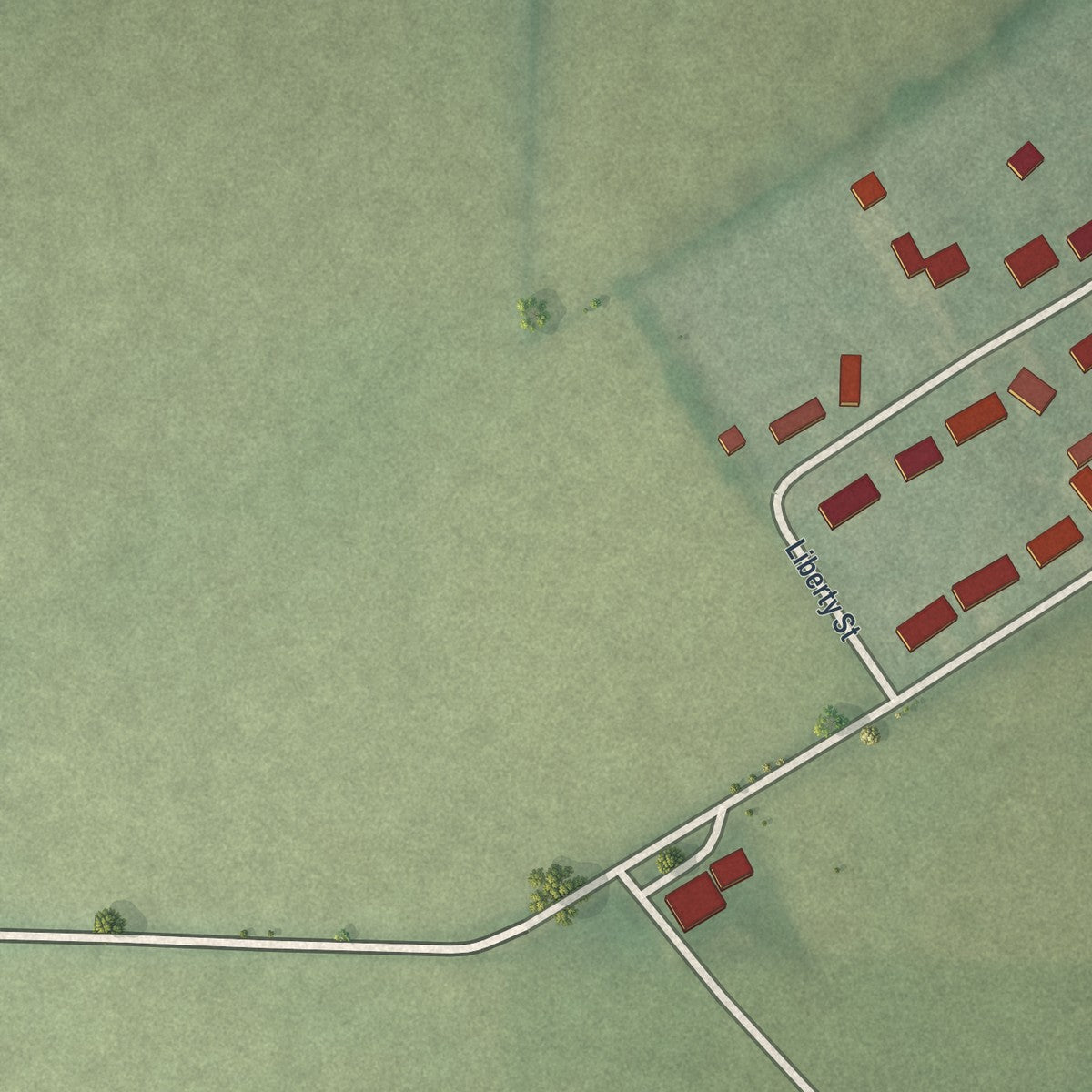 Second close-up of the map of Willshire, Ohio print showing more streets and buildings