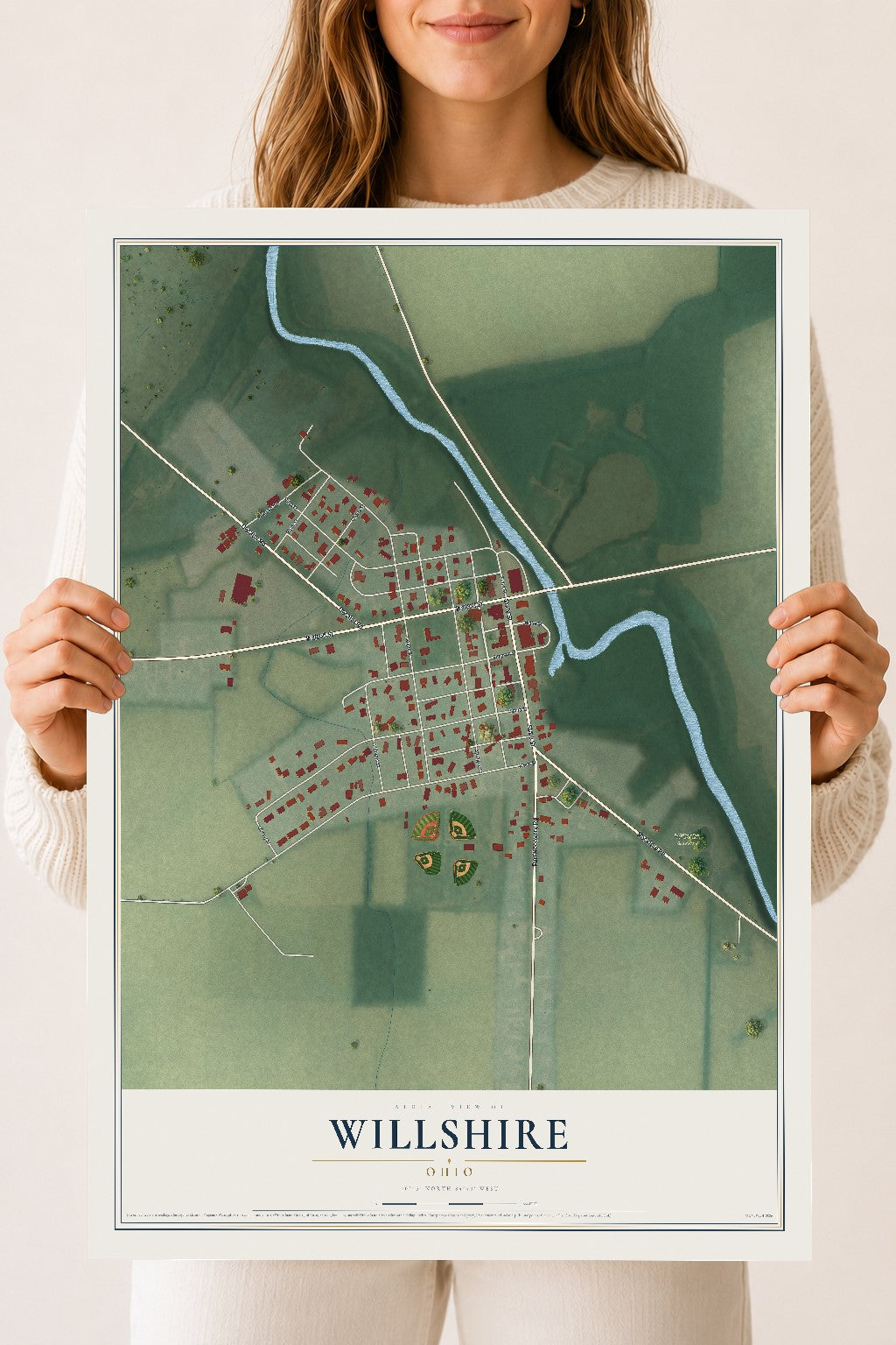 Map of Willshire, Ohio, 18 x 24 inch unframed archival matte print