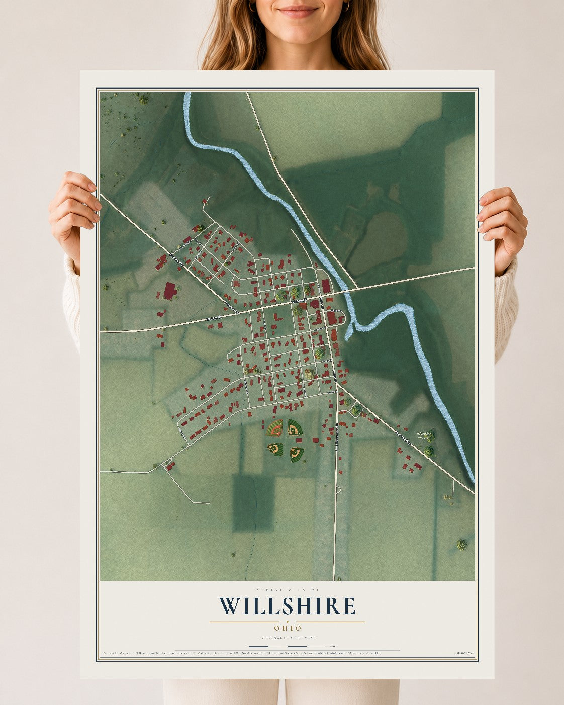 Map of Willshire, Ohio, 24 x 36 inch unframed archival matte print