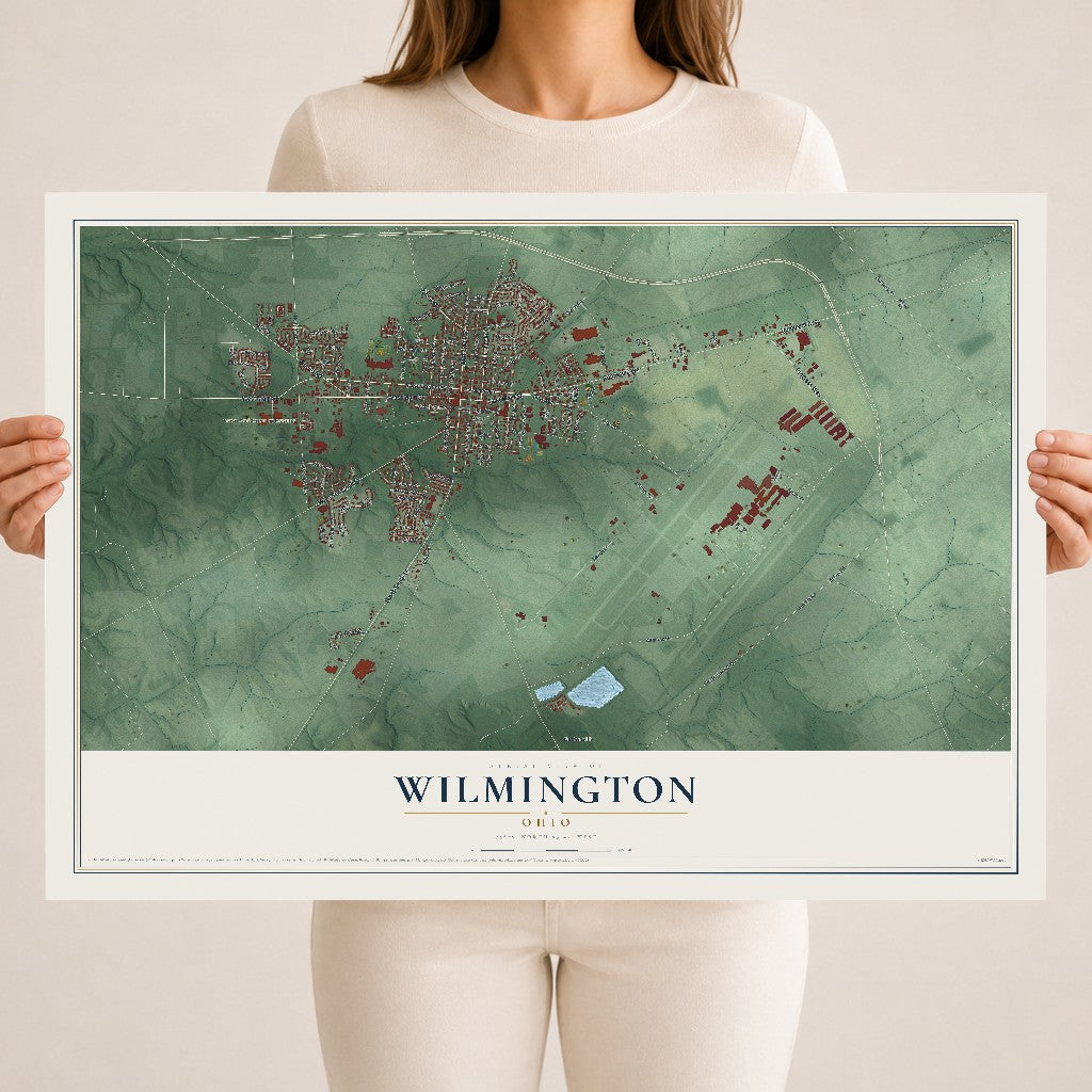 Map of Wilmington, Ohio, 18 x 24 inch unframed archival matte print