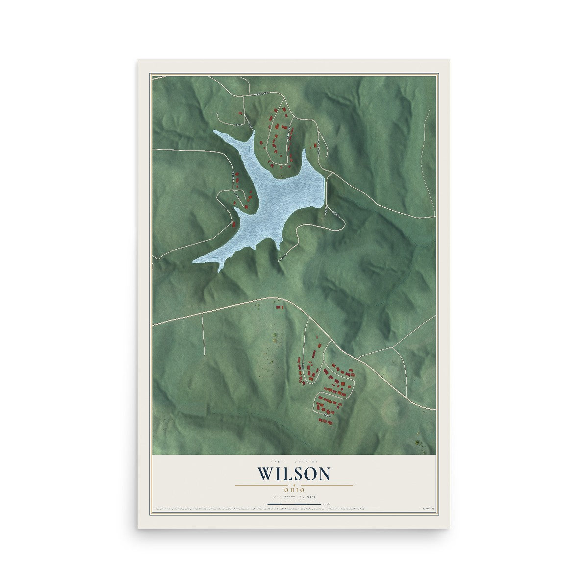 Map of Wilson, Ohio, 12 x 18 inch unframed archival matte print