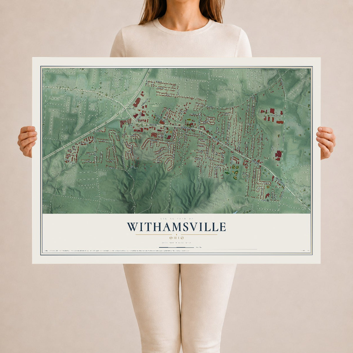 Map of Withamsville, Ohio, 24 x 36 inch unframed archival matte print