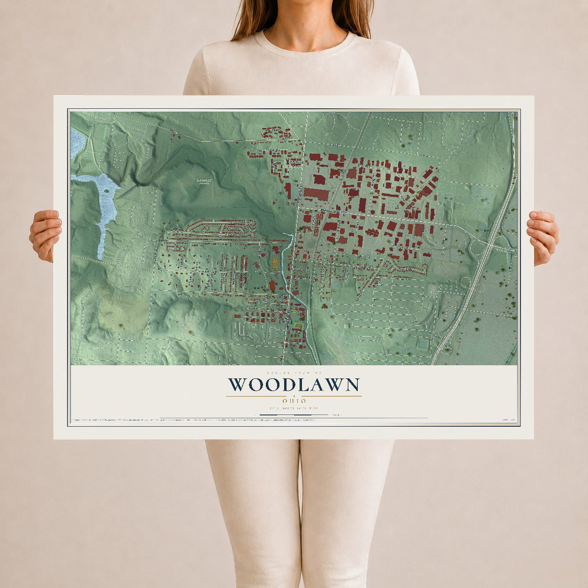 Map of Woodlawn, Ohio, 24 x 36 inch unframed archival matte print