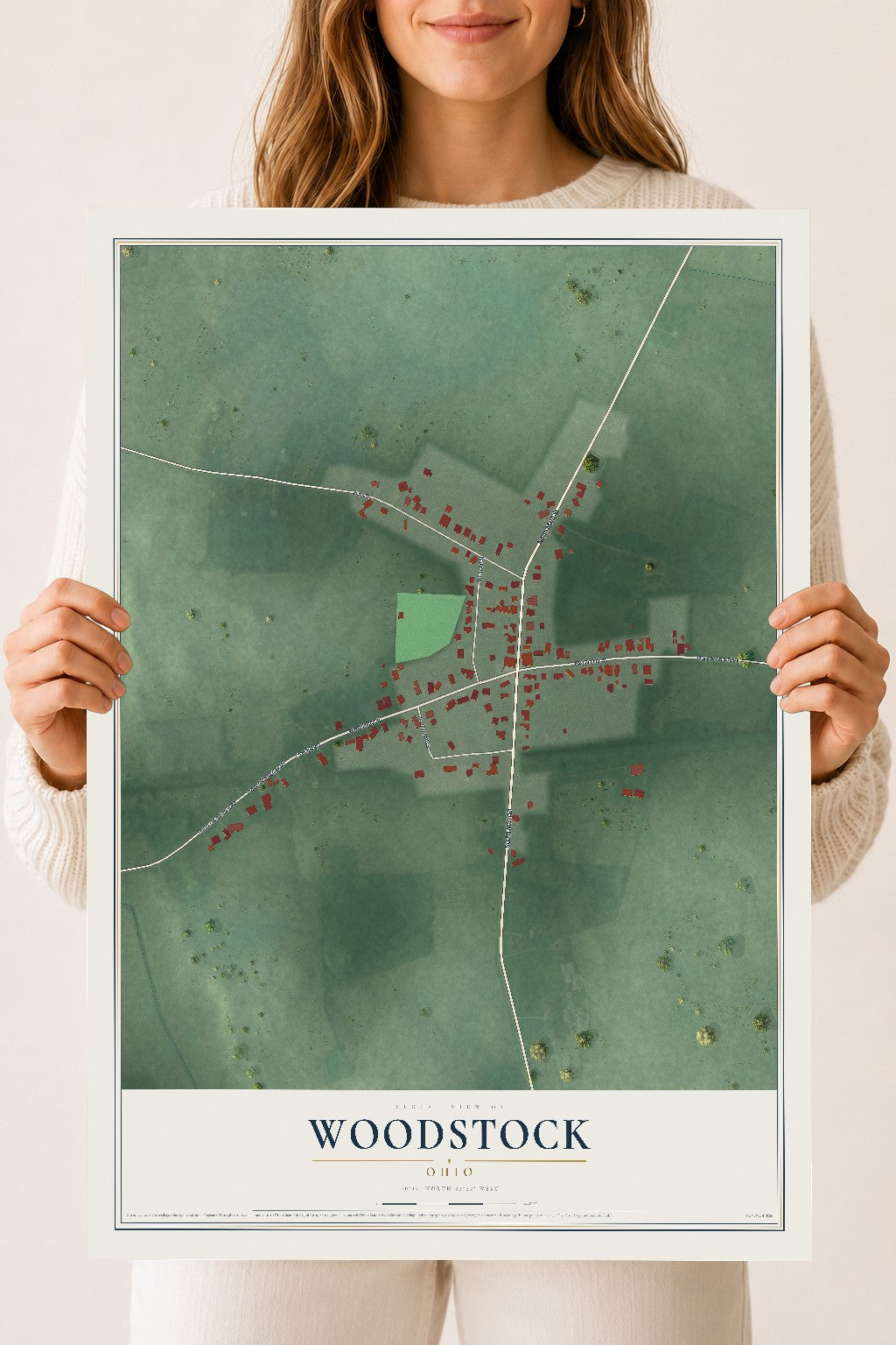 Map of Woodstock, Ohio, 18 x 24 inch unframed archival matte print