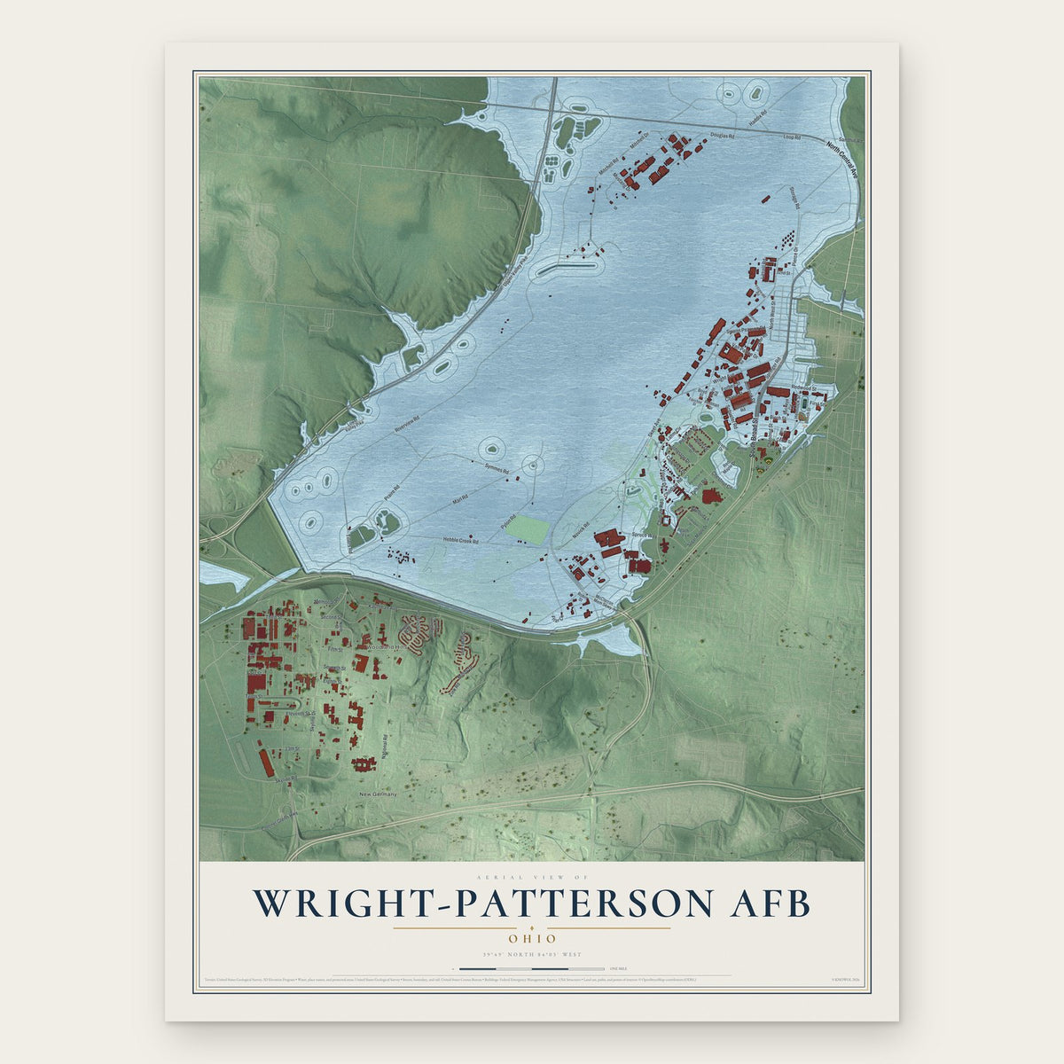 Wright-Patterson AFB, Ohio map print, the full design