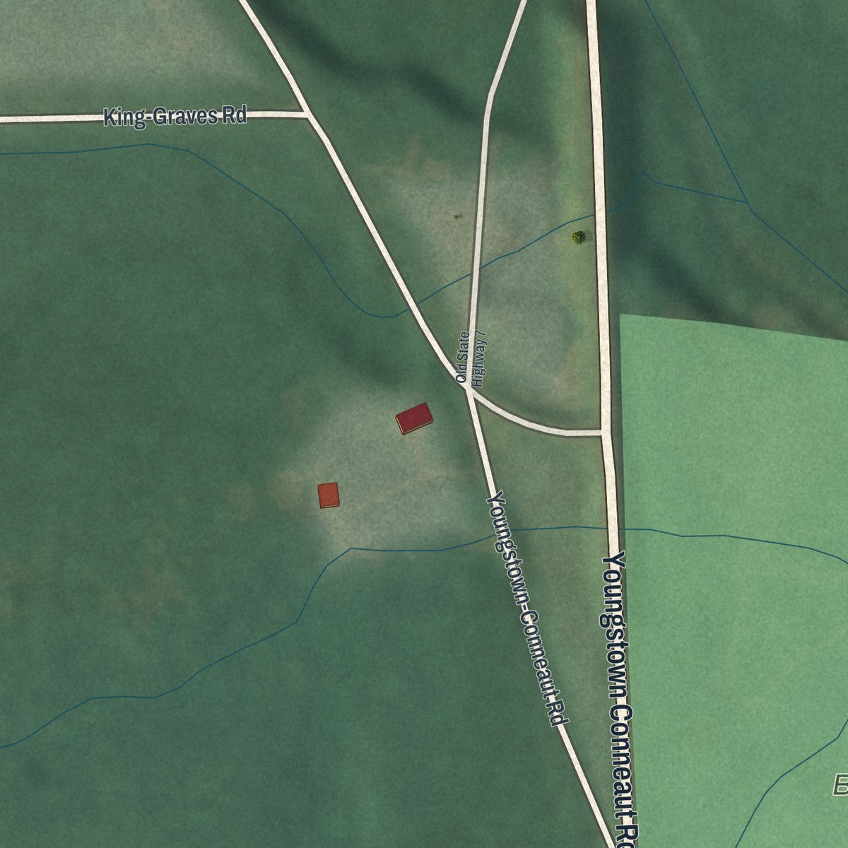 Second close-up of the map of Yankee Lake, Ohio print showing more streets and buildings