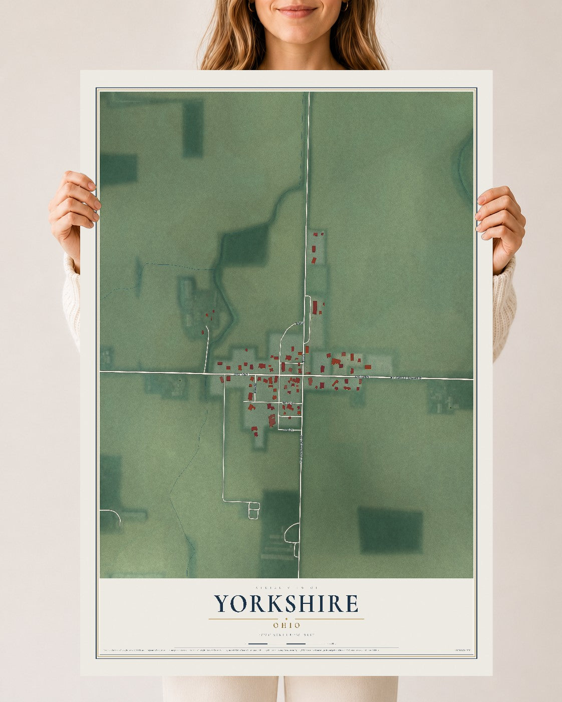 Map of Yorkshire, Ohio, 24 x 36 inch unframed archival matte print