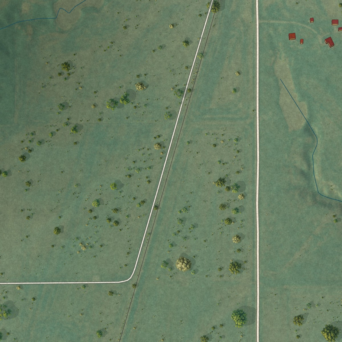 Second close-up of the map of Amber, Oklahoma print showing more streets and buildings