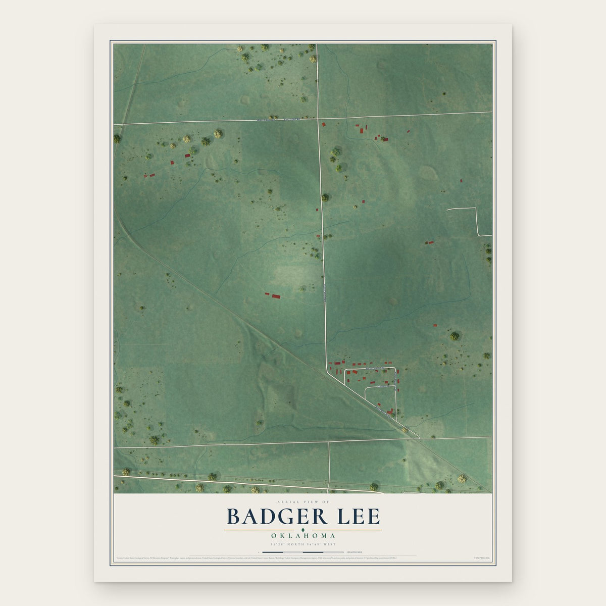 Badger Lee, Oklahoma map print, the full design