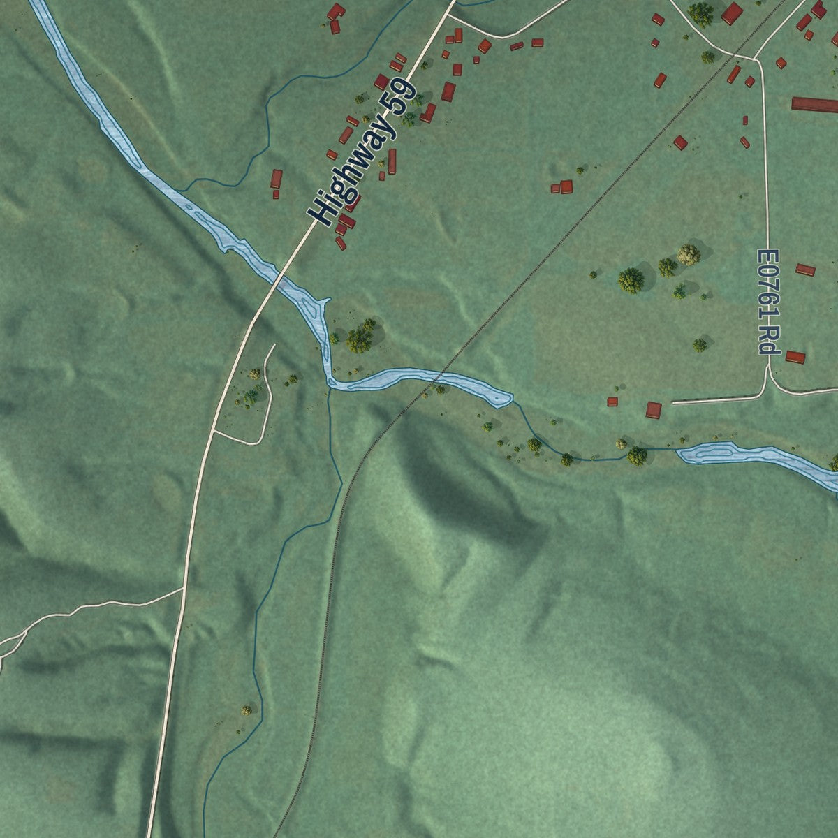 Close-up of the map of Baron, Oklahoma print showing street and building detail