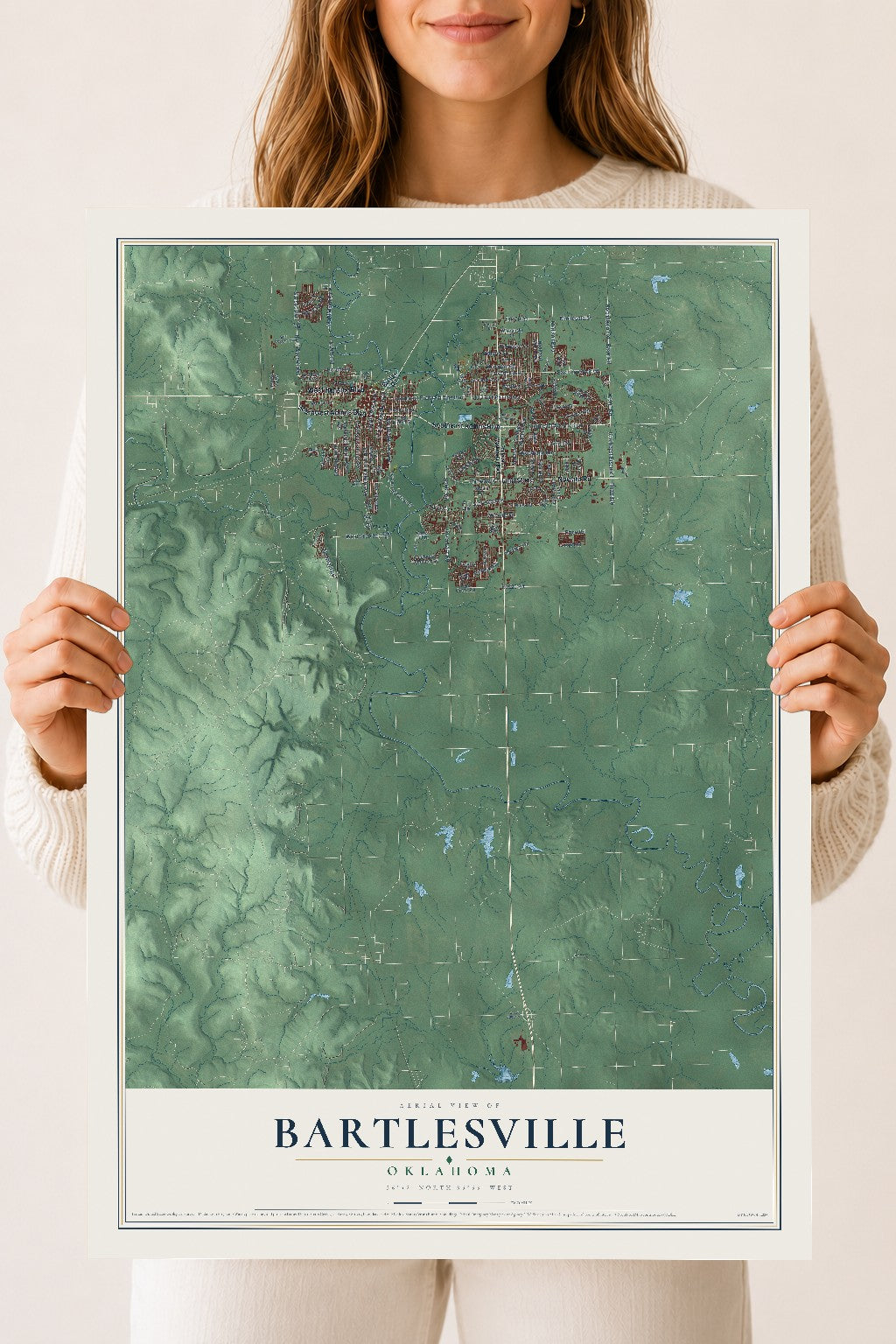 Map of Bartlesville, Oklahoma, 18 x 24 inch unframed archival matte print