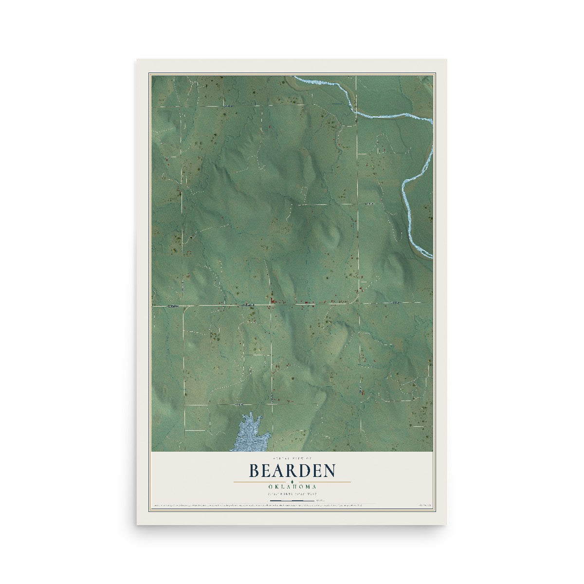 Map of Bearden, Oklahoma, 12 x 18 inch unframed archival matte print