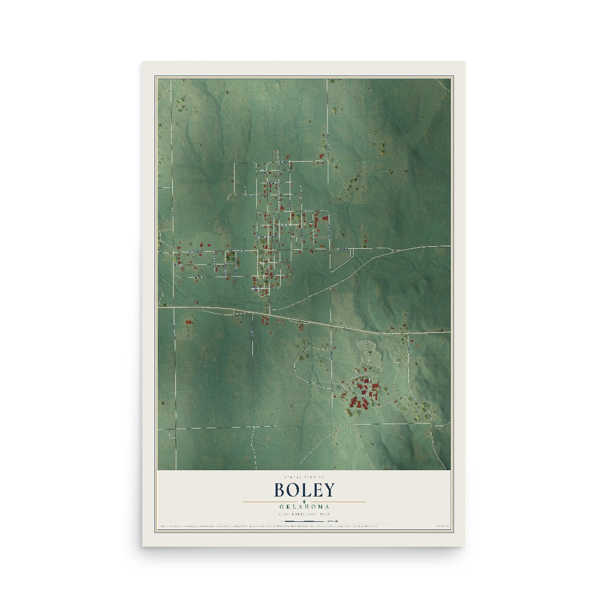 Map of Boley, Oklahoma, 12 x 18 inch unframed archival matte print