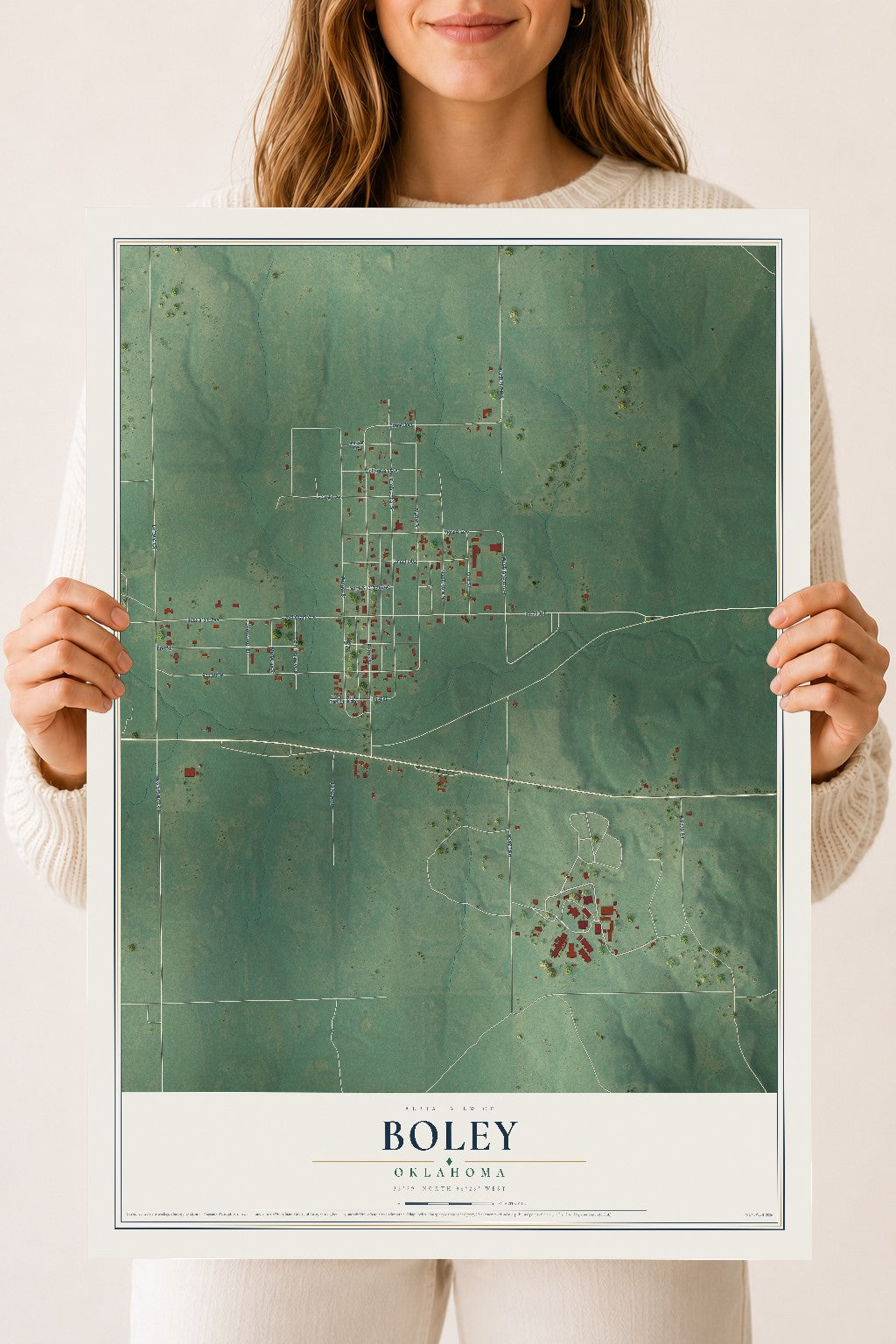 Map of Boley, Oklahoma, 18 x 24 inch unframed archival matte print