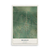 Map of Bradley, Oklahoma, 12 x 18 inch unframed archival matte print