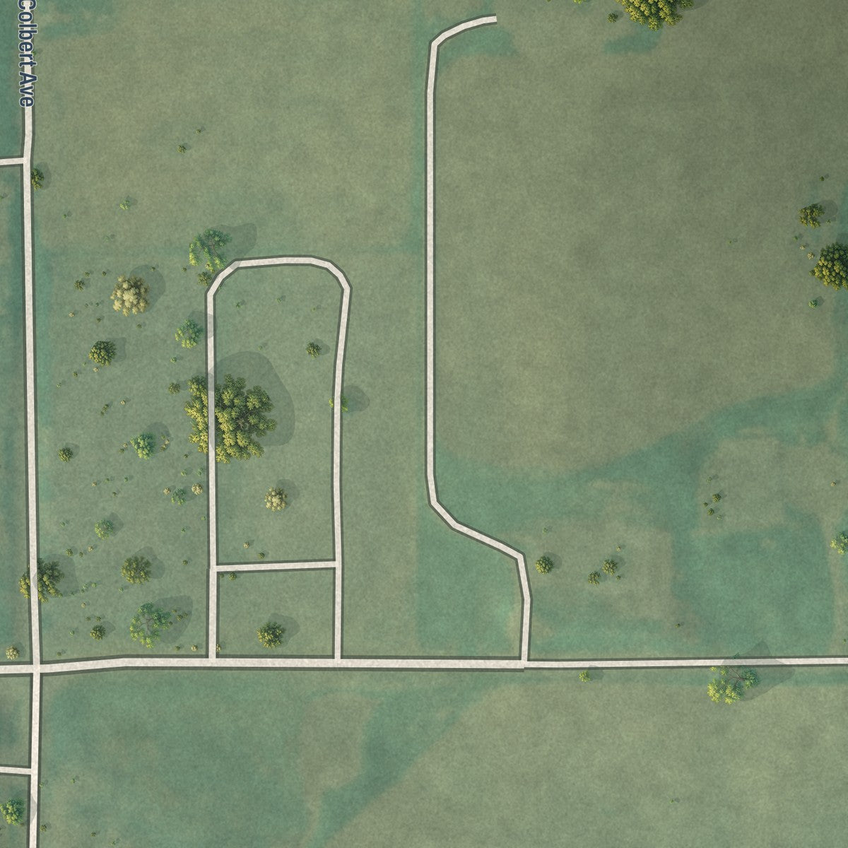Second close-up of the map of Bradley, Oklahoma print showing more streets and buildings