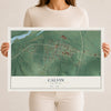 Map of Calvin, Oklahoma, 12 x 18 inch unframed archival matte print