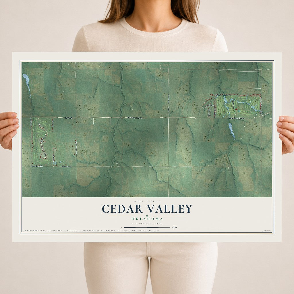 Map of Cedar Valley, Oklahoma, 18 x 24 inch unframed archival matte print