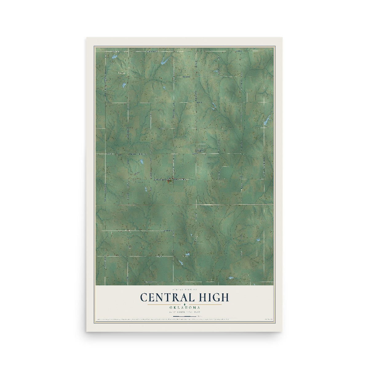 Map of Central High, Oklahoma, 12 x 18 inch unframed archival matte print