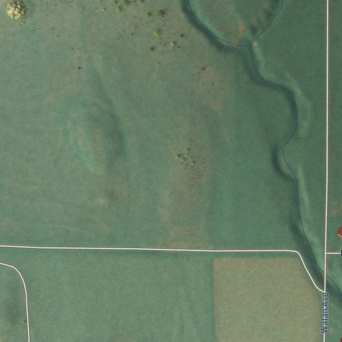 Second close-up of the map of Colony, Oklahoma print showing more streets and buildings