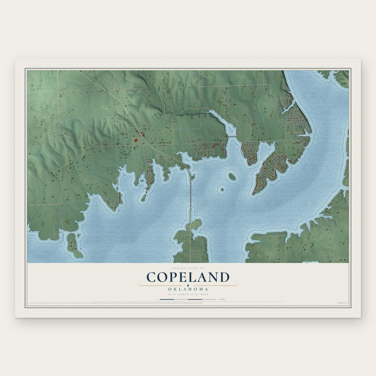 Copeland, Oklahoma map print, the full design