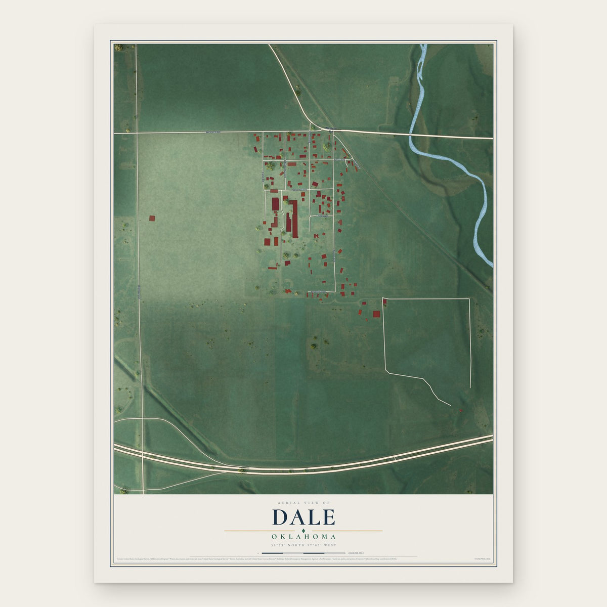 Dale, Oklahoma map print, the full design