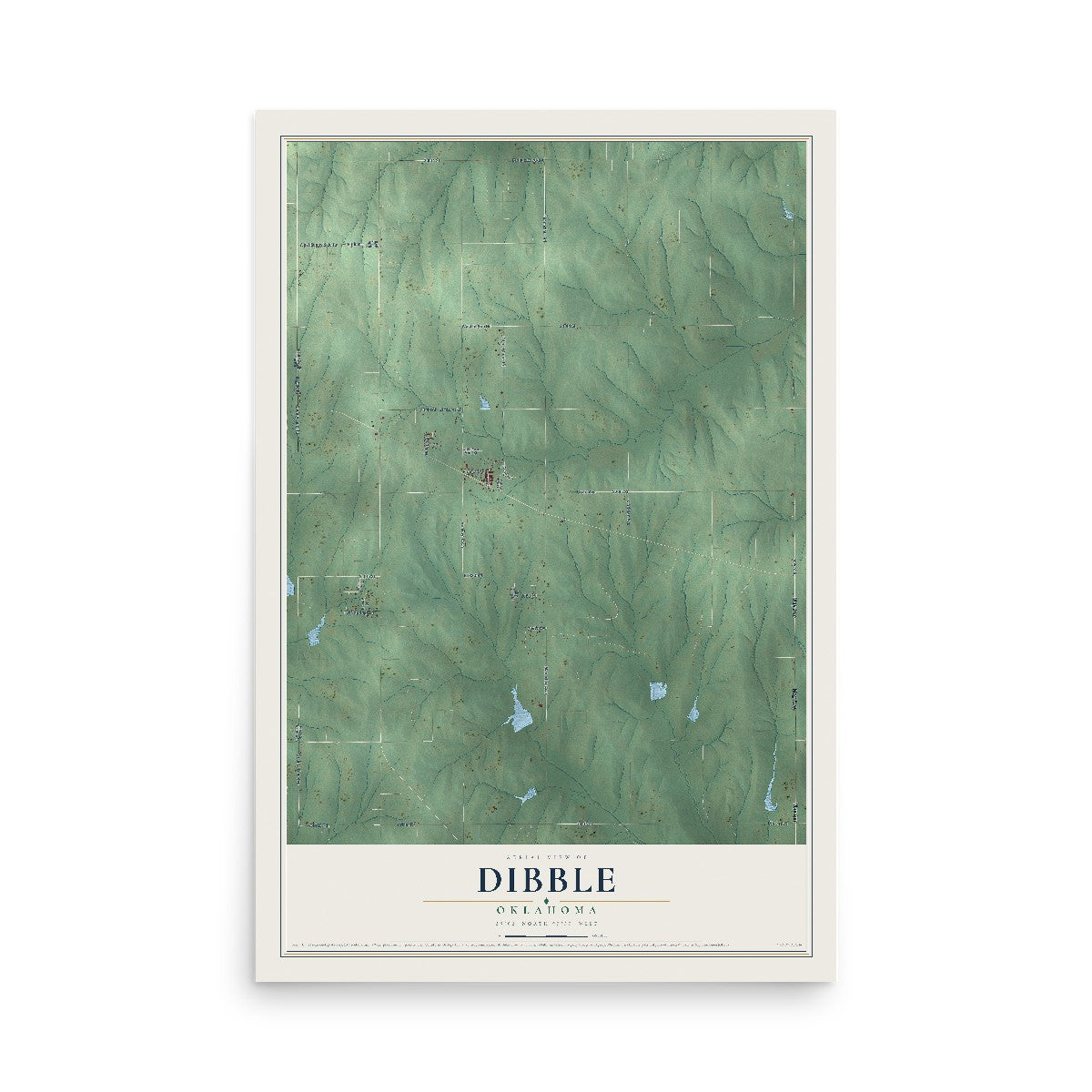 Map of Dibble, Oklahoma, 12 x 18 inch unframed archival matte print