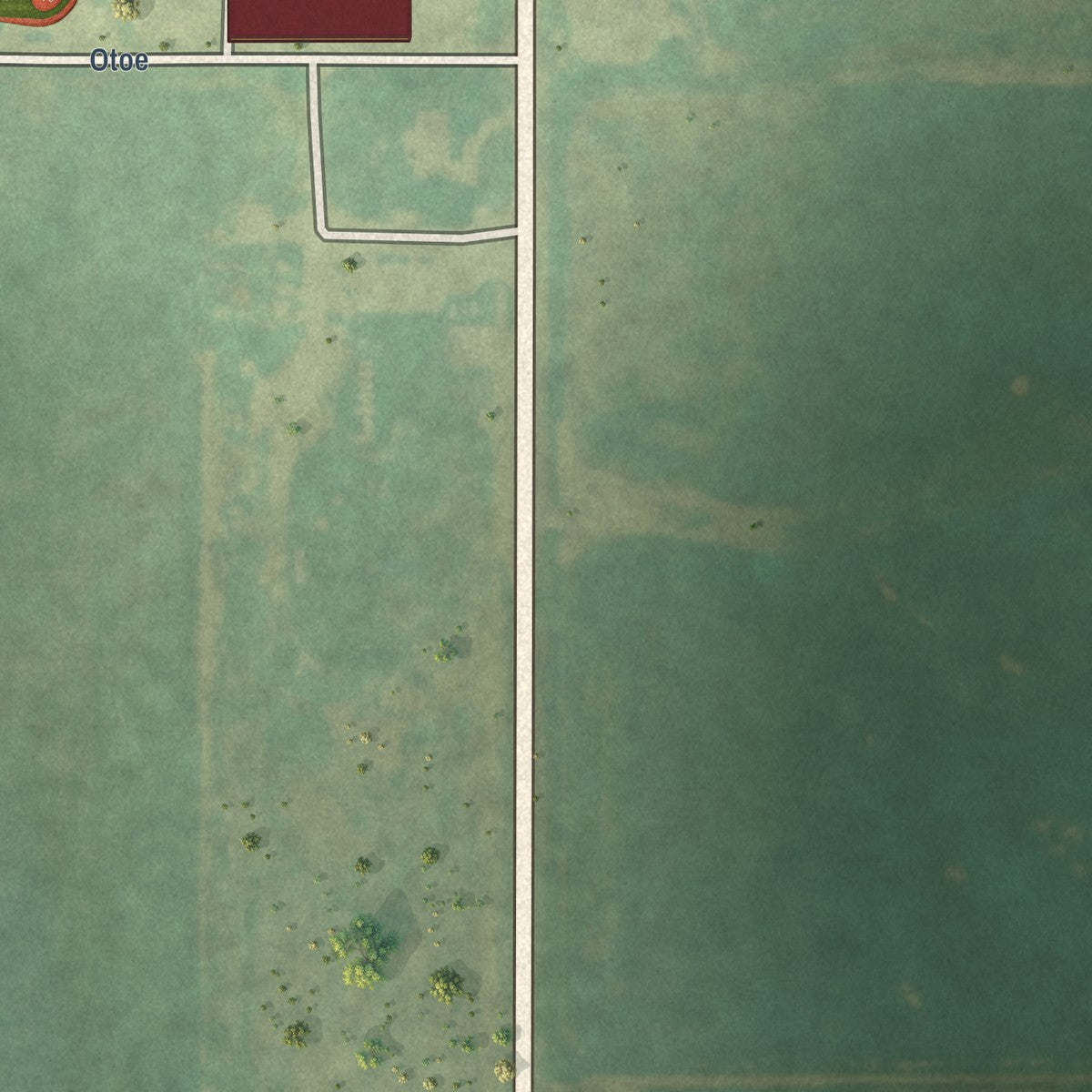 Second close-up of the map of Drummond, Oklahoma print showing more streets and buildings