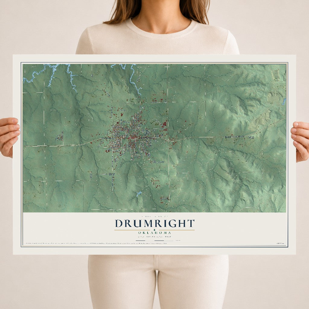 Map of Drumright, Oklahoma, 18 x 24 inch unframed archival matte print