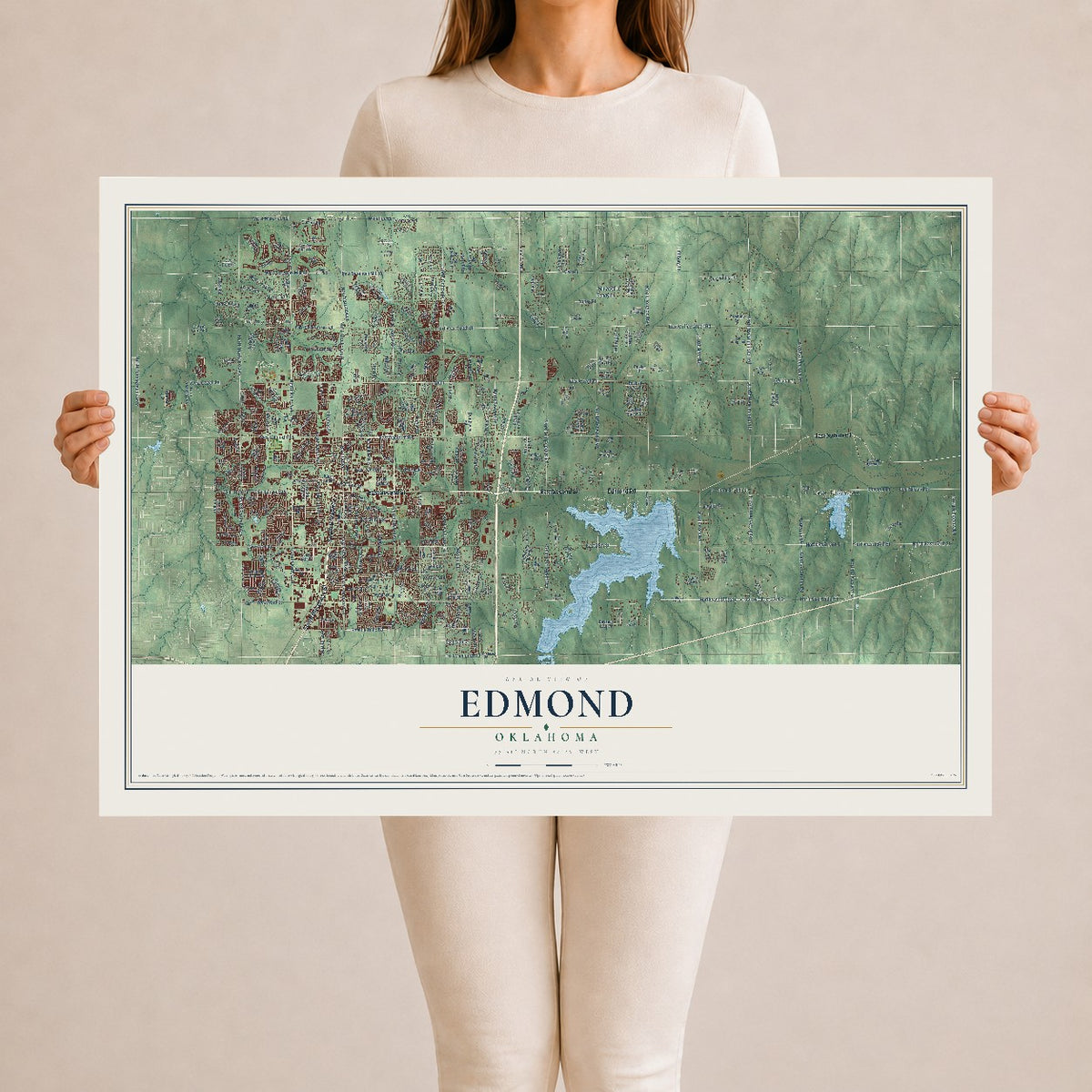 Map of Edmond, Oklahoma, 24 x 36 inch unframed archival matte print